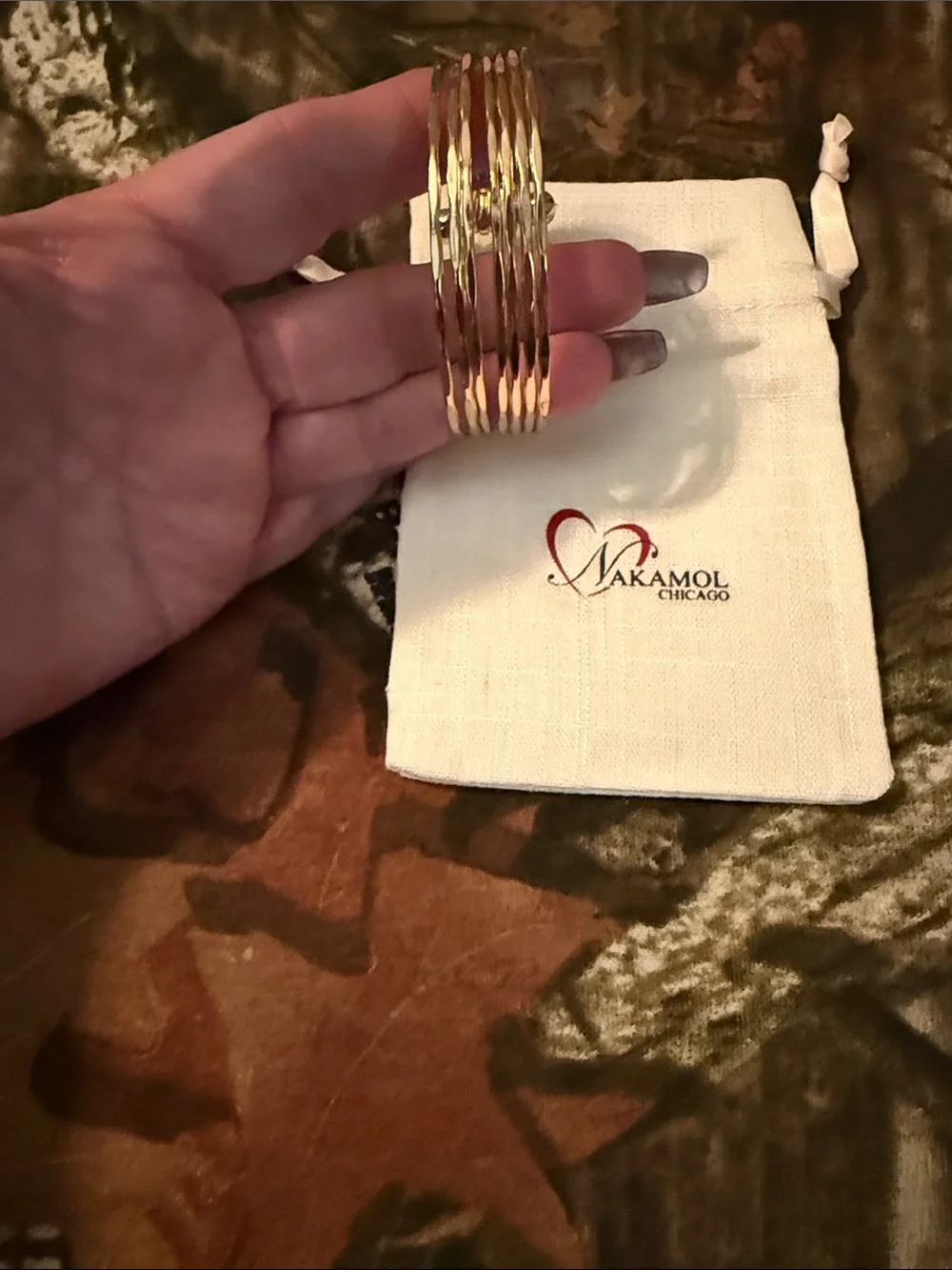 Nakamol Shiny Gold Rippled Bangle Bracelet Set